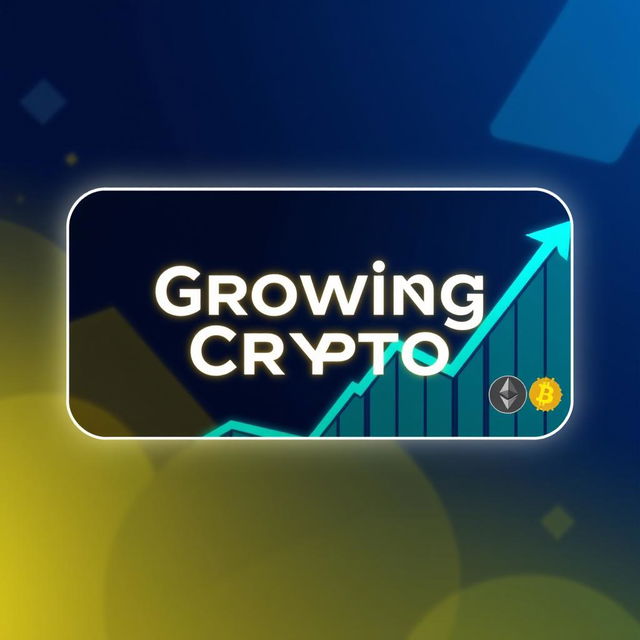 A sleek and modern YouTube banner for a professional trading channel named 'Growing Crypto'