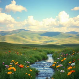 An empty landscape that showcases a serene, picturesque view
