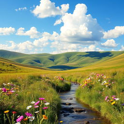 An empty landscape that showcases a serene, picturesque view