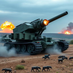 A conceptual design of 'Il Terremoto', a powerful self-propelled artillery piece that replaces traditional railway guns