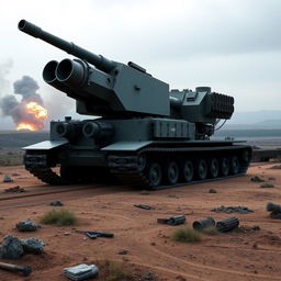 A conceptual design of 'Il Terremoto', a powerful self-propelled artillery piece that replaces traditional railway guns