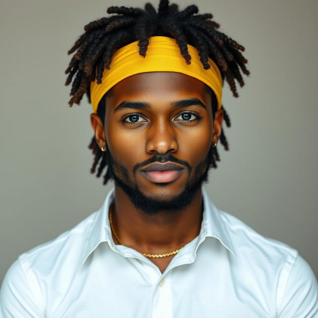 A young man with an oval-shaped face, featuring naturally long, curly and voluminous hair playfully styled on top