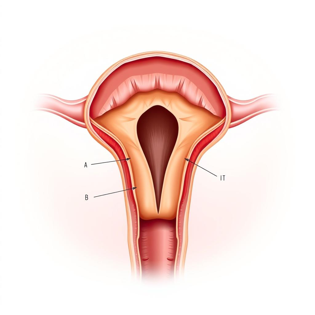 An artistic representation of the human cervix, depicted in a detailed and educational manner