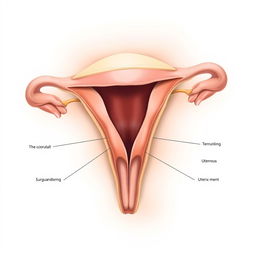 An artistic representation of the human cervix, depicted in a detailed and educational manner