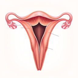 An artistic representation of the human cervix, depicted in a detailed and educational manner