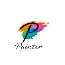 A logo design for a painter, featuring an elegant brushstroke incorporated into the letter 'P', representing the painter’s name