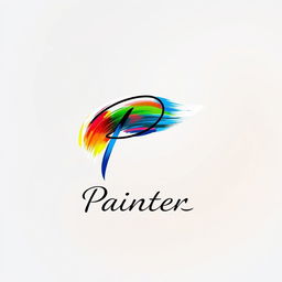 A logo design for a painter, featuring an elegant brushstroke incorporated into the letter 'P', representing the painter’s name