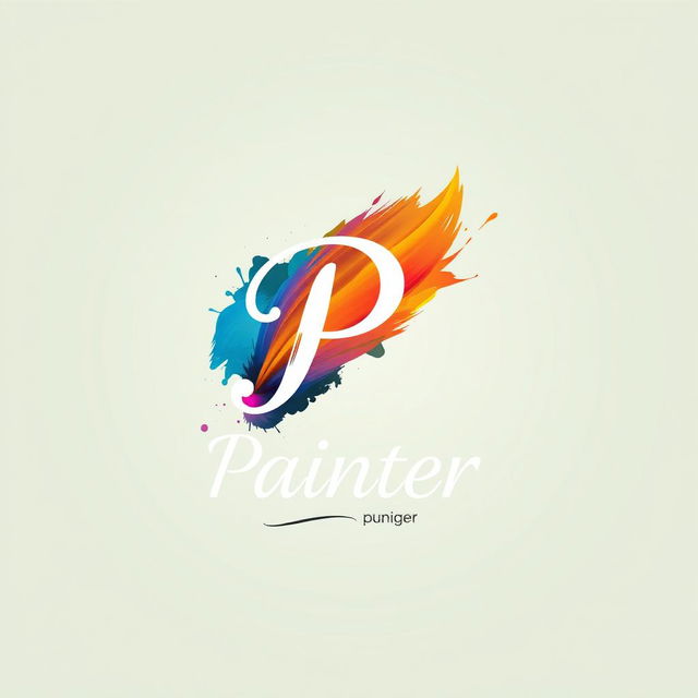 A logo design for a painter, featuring an elegant brushstroke incorporated into the letter 'P', representing the painter’s name