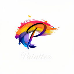 A logo design for a painter, featuring an elegant brushstroke incorporated into the letter 'P', representing the painter’s name