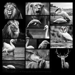 A collection of 50 stunning images showcasing various animals, all in a striking black and white aesthetic