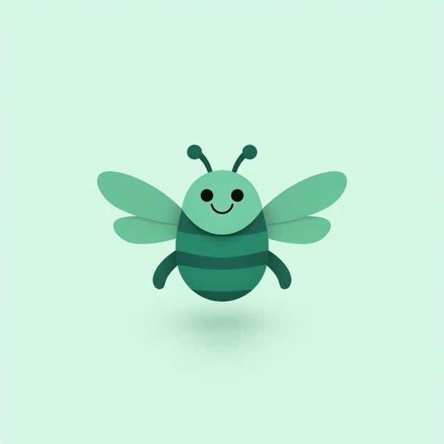 A sleek and modern logo design featuring a friendly beetle, primarily in mint green