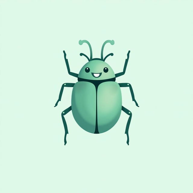 A sleek and modern logo design featuring a friendly, yet sophisticated beetle, primarily in mint green