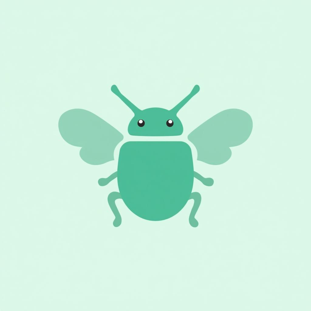 A simple and modern logo design featuring a beetle in mint green, tailored for a mobile app