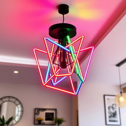 A neon flex chandelier, featuring vibrant colors and a modern design