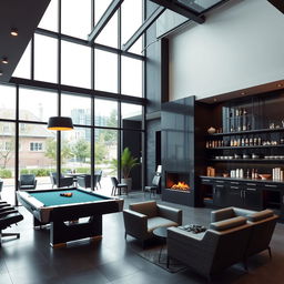 A sleek, modern men's barbershop featuring an elegant black-themed design
