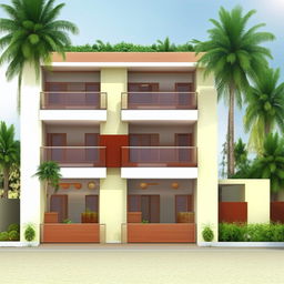 An architectural design of a 1000 sq.ft. plot consisting of multiple 1BHK flats, cleverly distributed to maximize space.