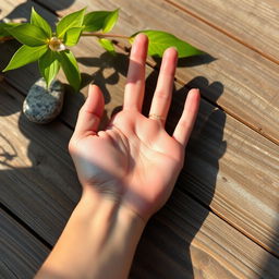 A close-up shot of a left hand, showcasing intricate details like smooth skin, delicate fingers, and manicured nails