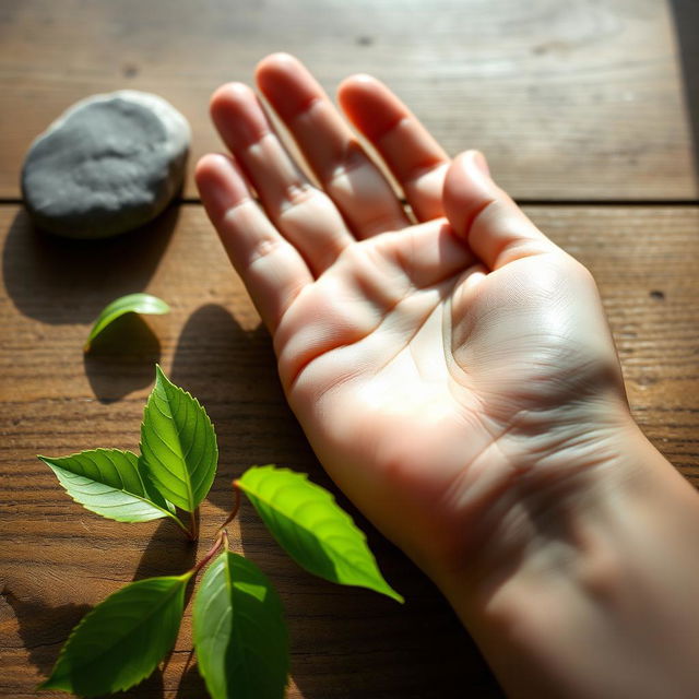 A close-up shot of a left hand, showcasing intricate details like smooth skin, delicate fingers, and manicured nails