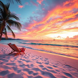 A vibrant and engaging Facebook cover photo featuring a tranquil beach scene at sunset