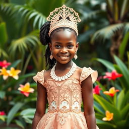 A beautiful African girl dressed in a stunning traditional marriage dress, showcasing intricate beadwork and vibrant colors