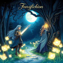 A beautifully illustrated fanfiction cover featuring a dynamic scene between two characters from a popular fantasy series