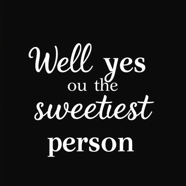 A simple yet elegant image featuring the text "Well yes you are the sweetest person" in a stylish, modern font