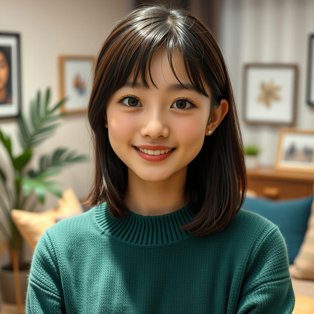 A full body shot of a 20-year-old Japanese girl with a detailed, beautiful face and cute ears