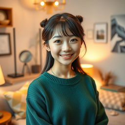 A full body shot of a 20-year-old Japanese girl with a beautiful face and cute ears