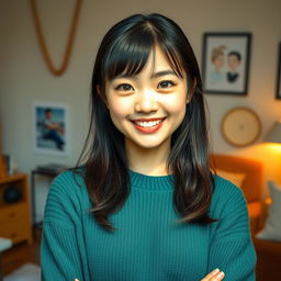 A full body shot of a 20-year-old Japanese girl with a beautiful face and cute ears