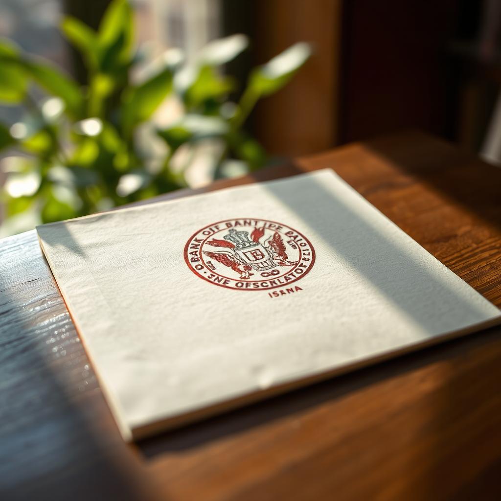 A detailed close-up of a photograph featuring a prominent Bank of Baroda stamp