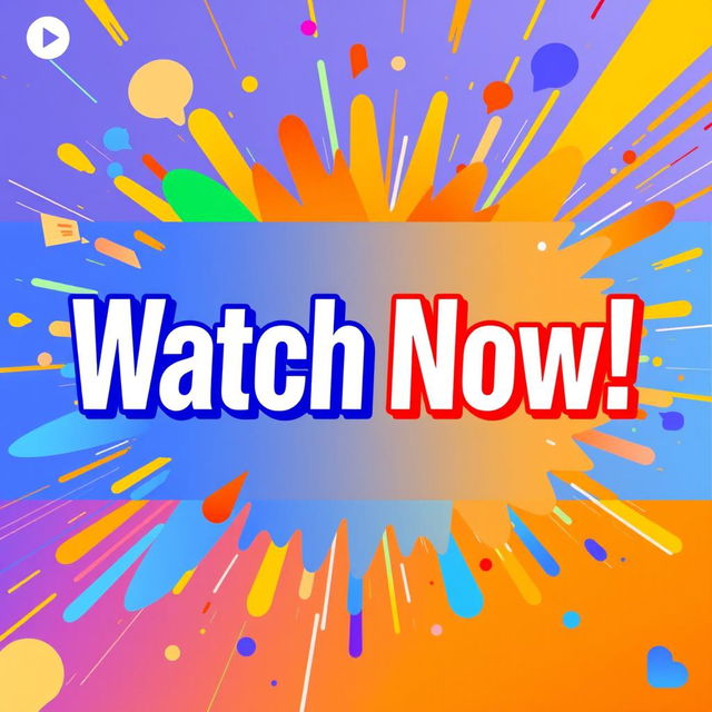 A vibrant and eye-catching YouTube thumbnail designed for the ideal 16x9 aspect ratio, featuring bold text that says 'Watch Now!' in an engaging font