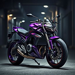 A stunningly modified Continental GT bike, painted in a striking purple color scheme, with a fierce design inspired by 'bloody fang' aesthetics