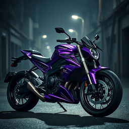 A stunningly modified Continental GT bike, painted in a striking purple color scheme, with a fierce design inspired by 'bloody fang' aesthetics