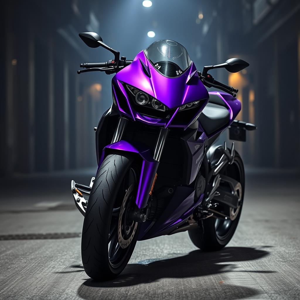 A stunningly modified Continental GT bike, painted in a striking purple color scheme, with a fierce design inspired by 'bloody fang' aesthetics