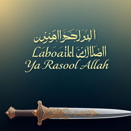 A beautiful and striking depiction of the phrase 'Labbaik Ya Rasool Allah' artistically written in elegant Arabic calligraphy
