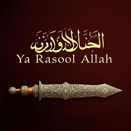 An artistic representation of the phrase 'Labbaik Ya Rasool Allah' written in elegant Arabic calligraphy, intricately designed to evoke a sense of spirituality and reverence