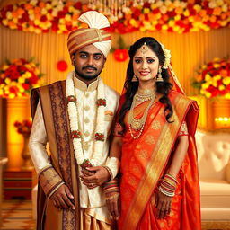 A couple dressed in a stunning Sidurdan Bengali wedding attire