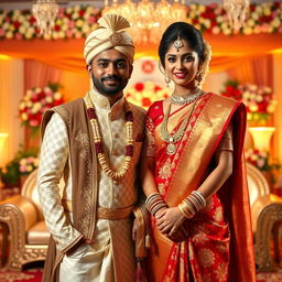 A couple dressed in a stunning Sidurdan Bengali wedding attire