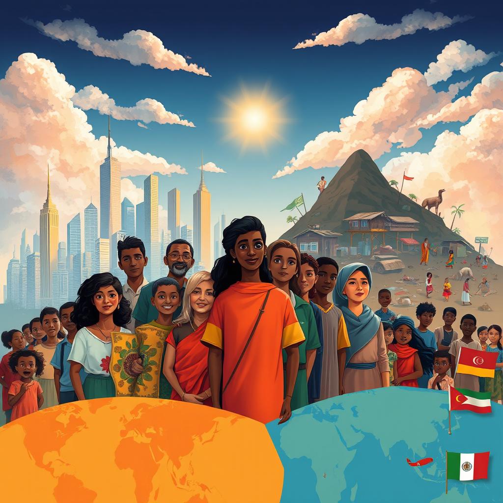 A thought-provoking illustration representing global citizenship, poverty, and inequality