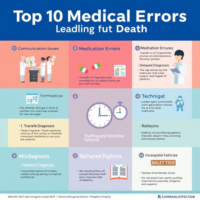 A thought-provoking infographic illustrating the top 10 medical errors leading to death