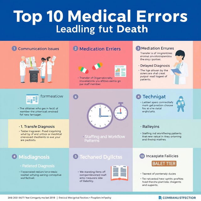 A thought-provoking infographic illustrating the top 10 medical errors leading to death