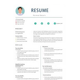 A modern, sleek resume design that features a clear and concise layout, highlighting key sections such as personal details, professional experience, skills, education, and contact information