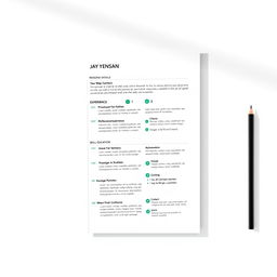 A modern, sleek resume design that features a clear and concise layout, highlighting key sections such as personal details, professional experience, skills, education, and contact information
