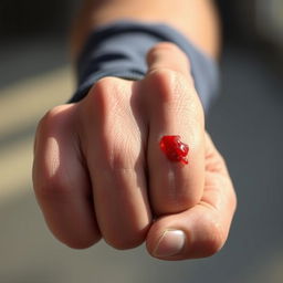 A realistic depiction of a hand injury after a punch