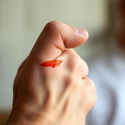 A realistic depiction of a hand injury after a punch
