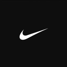 A sleek and minimalist design featuring the iconic Nike swoosh logo prominently displayed in white against a solid black background