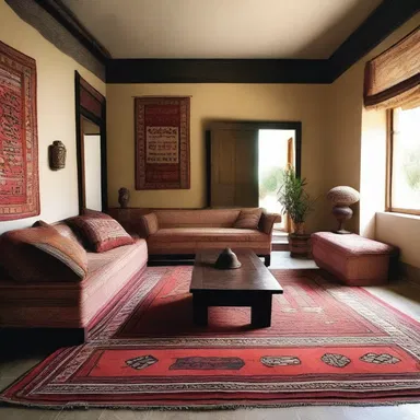 The Iraki rugs and tapestries added a touch of cultural authenticity to the interior design of the house.