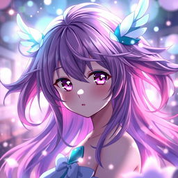 A captivating anime character with an enchanting design, featuring vibrant hair and expressive eyes