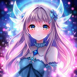 A captivating anime character with an enchanting design, featuring vibrant hair and expressive eyes