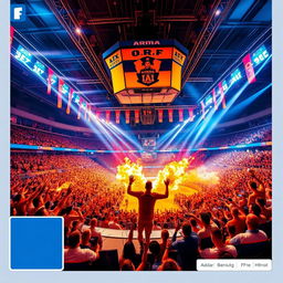 A vibrant and exciting cover image for a Facebook page themed around an arena breakout